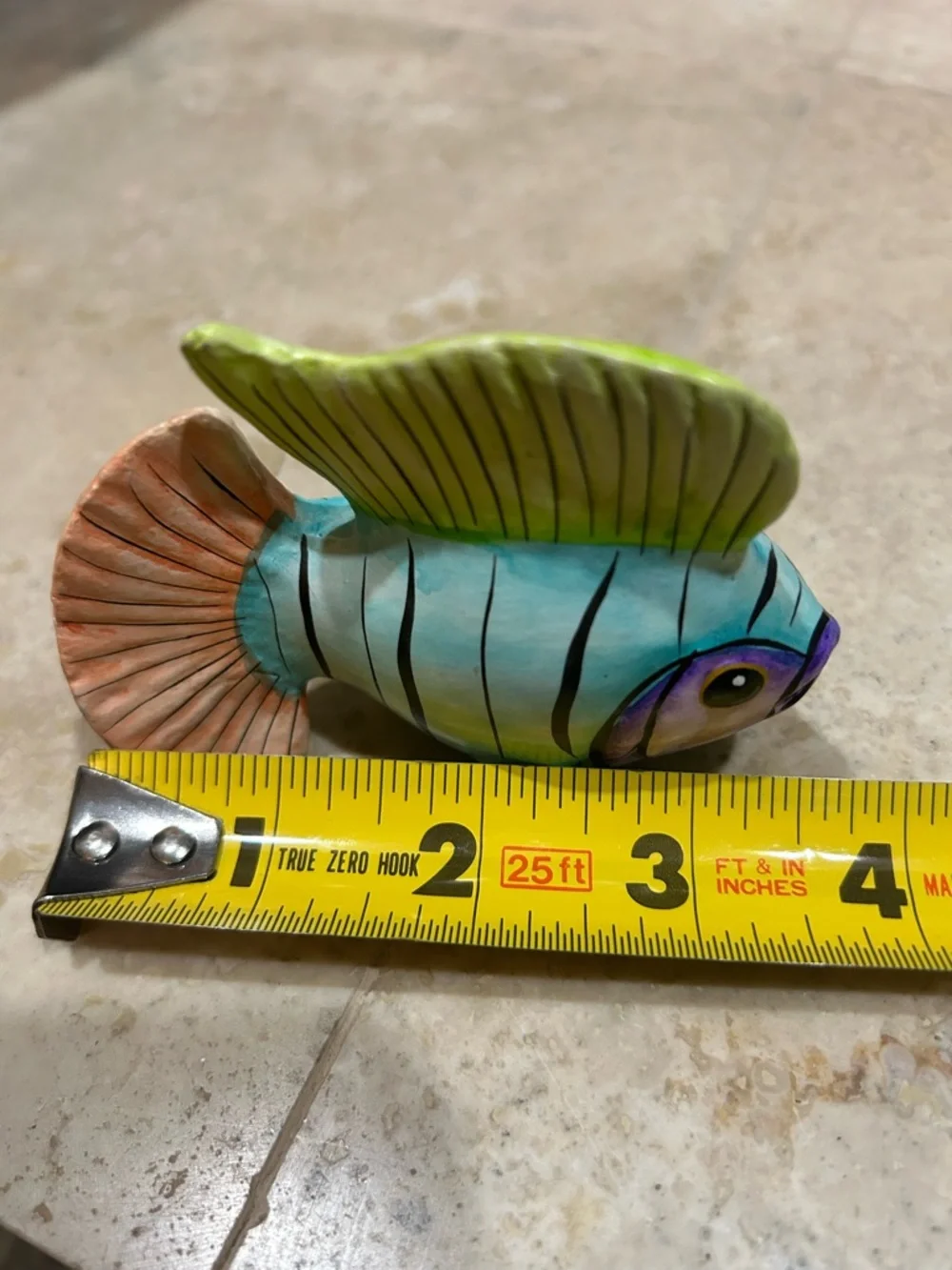 Vintage hand-painted Mexican folk art ceramic fish Signed By J Luis Perez
